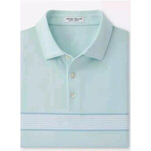 Peter Millar Polo Shirt Summer Comfort Light Blue Striped Men’s